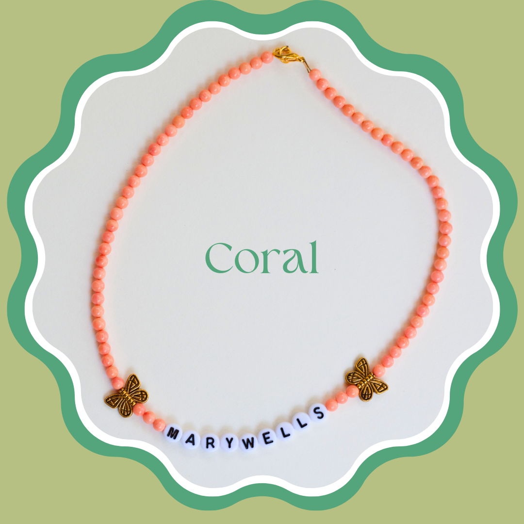 Coral Girls Personalized Necklace