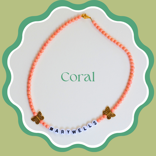 Coral Girls Personalized Necklace