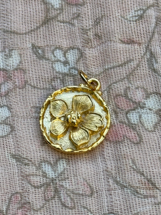 Gold disc Flower Charm